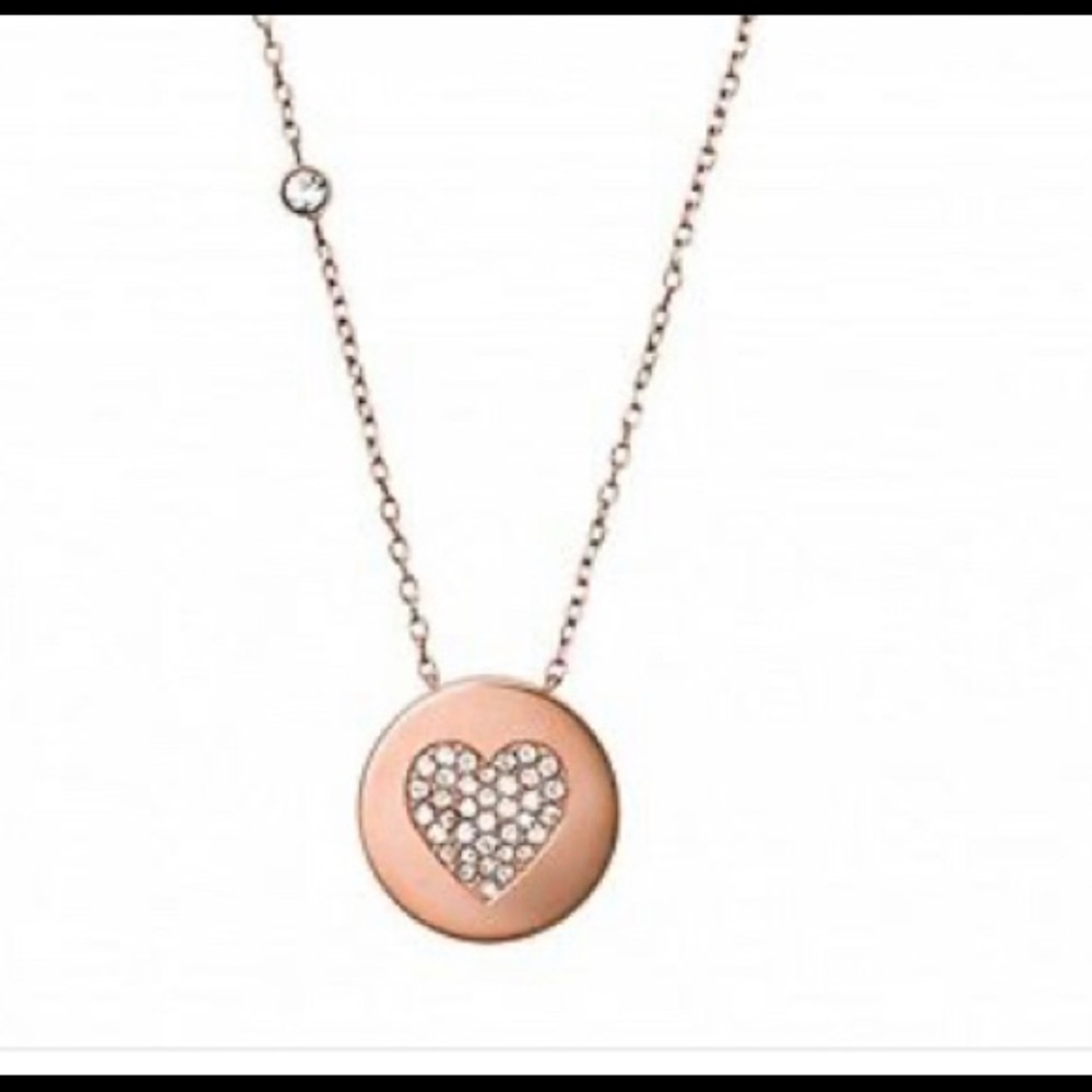 MICHAEL KORS CHAIN W/HEART CRYSTAL PAVE NECKLACE